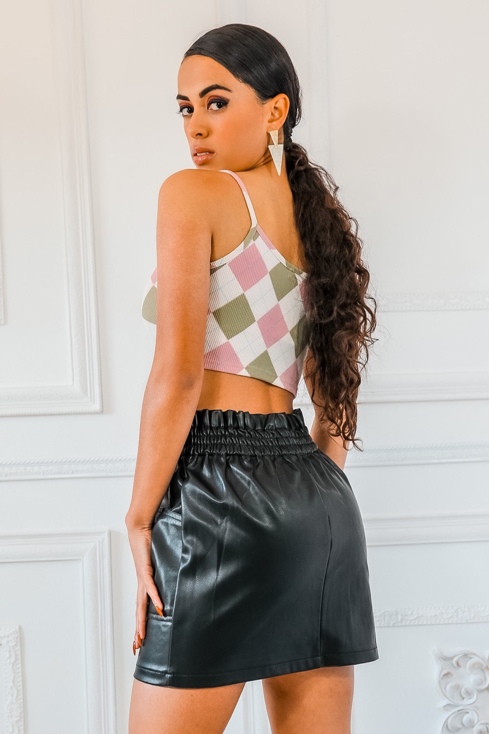 Gia Geometric Cropped Top