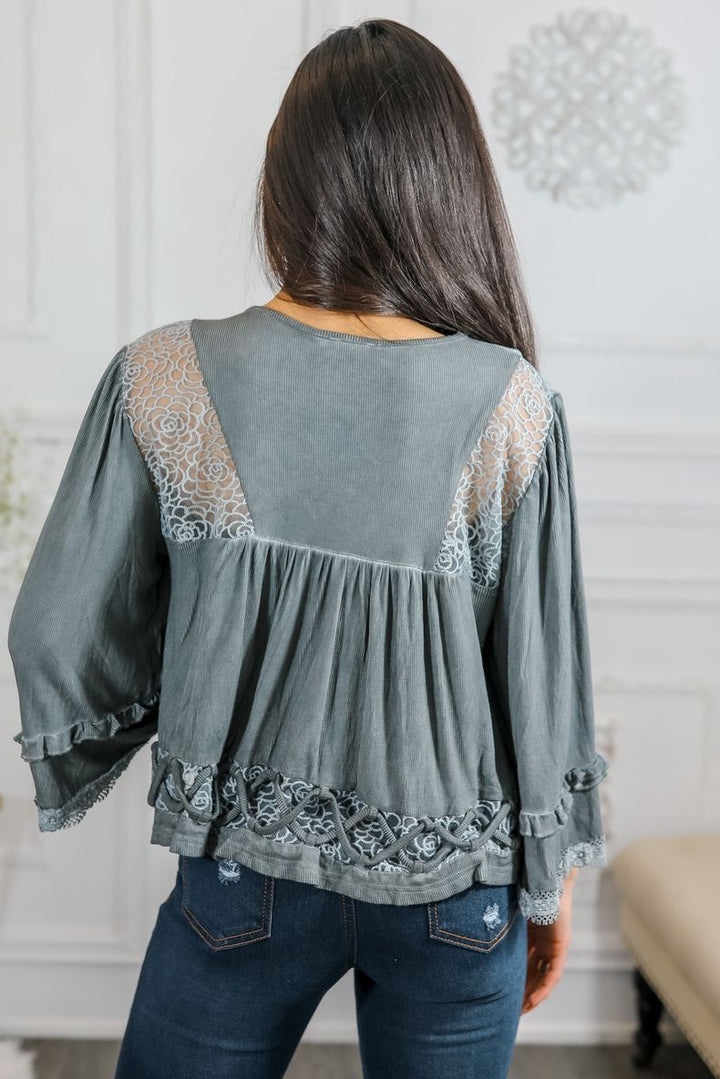 Bohemian Ribbed Flowers Top