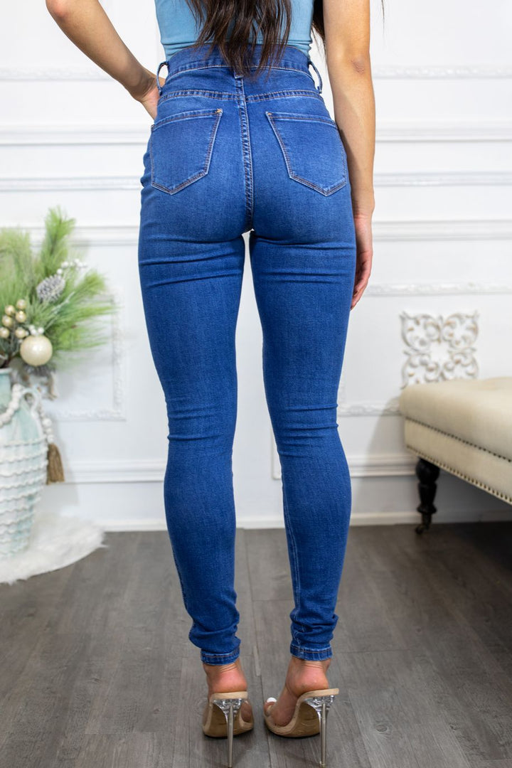 Just a Little Knee Cut High Waisted Great Stretch Jeans