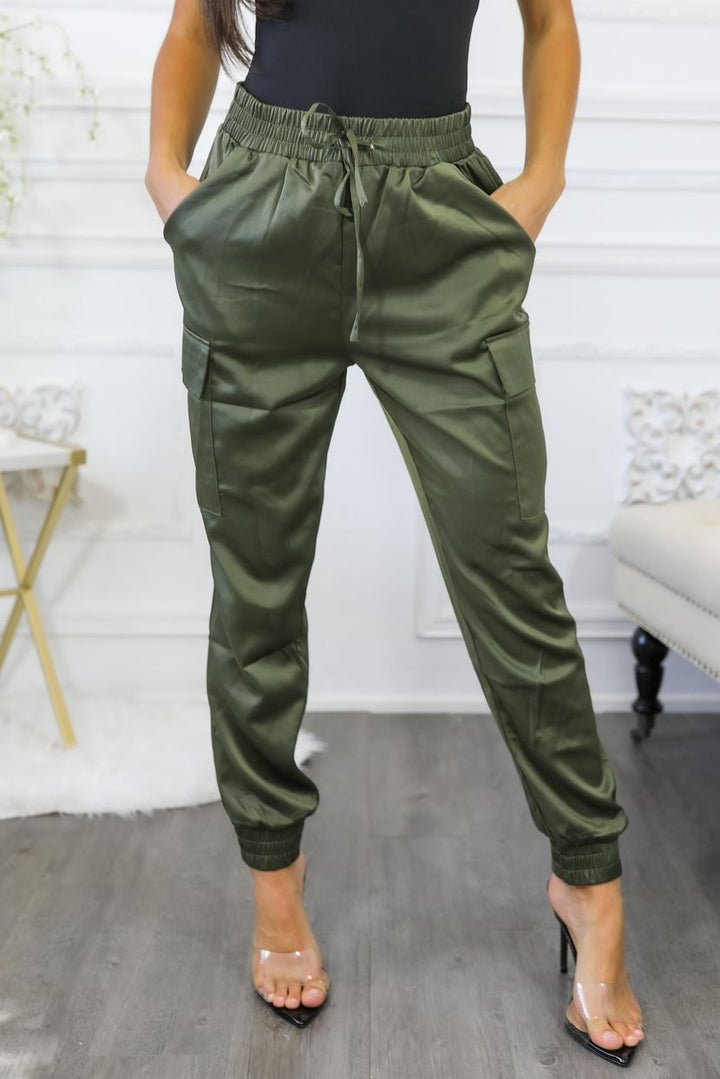 Dress Me Up Satin Cargo Jogger Pants