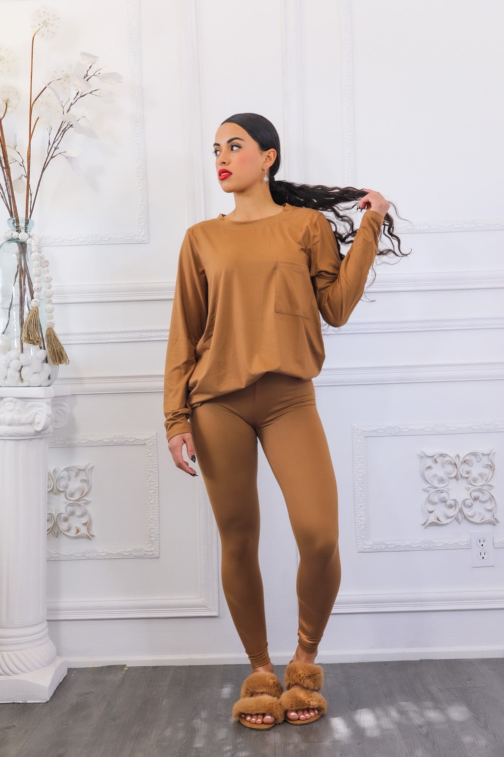 The Relaxed Fit Brushed Microfiber Top and Legging Set