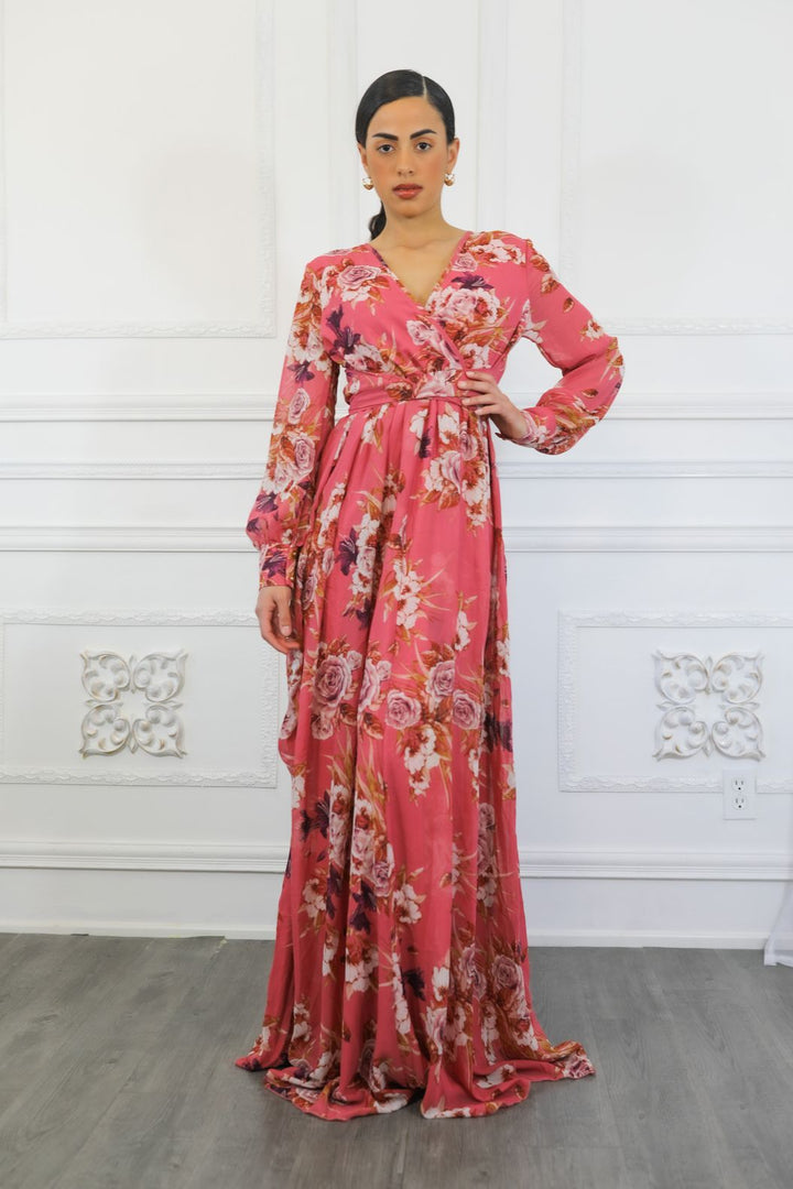 Malaysia Floral Maxi Dress Pink Mauve